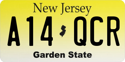 NJ license plate A14QCR
