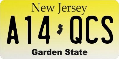 NJ license plate A14QCS
