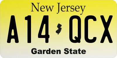 NJ license plate A14QCX