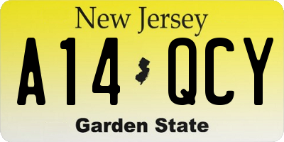 NJ license plate A14QCY