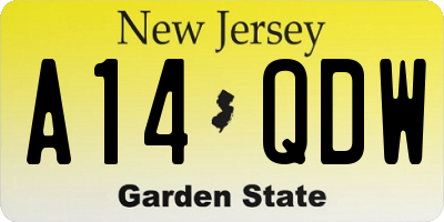 NJ license plate A14QDW
