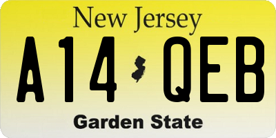 NJ license plate A14QEB