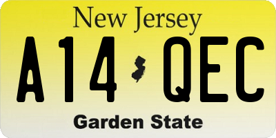 NJ license plate A14QEC