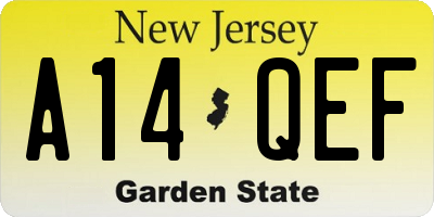 NJ license plate A14QEF