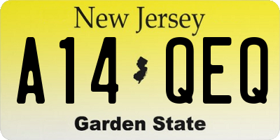 NJ license plate A14QEQ