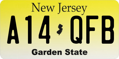 NJ license plate A14QFB