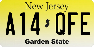 NJ license plate A14QFE