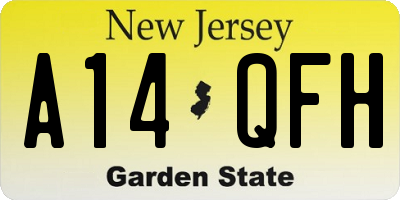 NJ license plate A14QFH