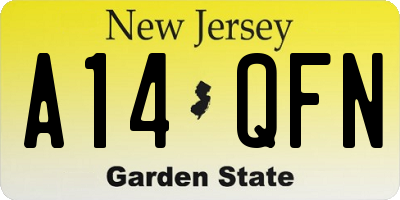 NJ license plate A14QFN
