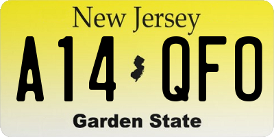 NJ license plate A14QFO