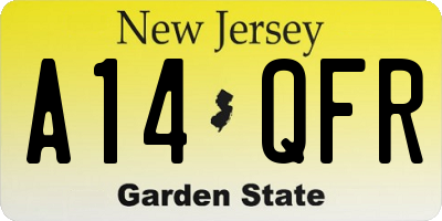 NJ license plate A14QFR