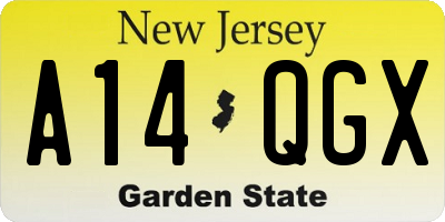 NJ license plate A14QGX