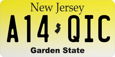 NJ license plate A14QIC