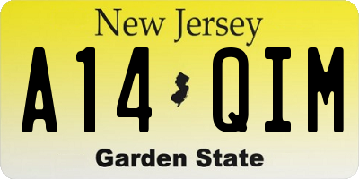 NJ license plate A14QIM