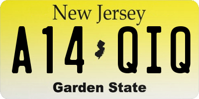 NJ license plate A14QIQ
