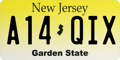 NJ license plate A14QIX