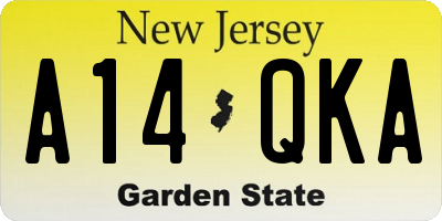 NJ license plate A14QKA