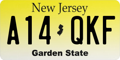 NJ license plate A14QKF