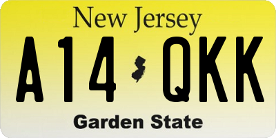 NJ license plate A14QKK