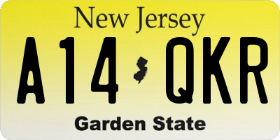 NJ license plate A14QKR