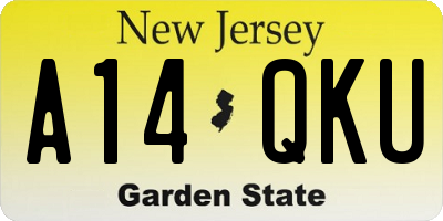 NJ license plate A14QKU