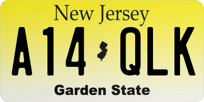 NJ license plate A14QLK
