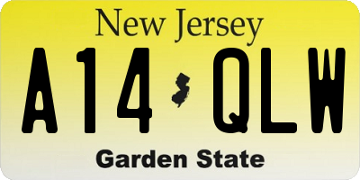 NJ license plate A14QLW