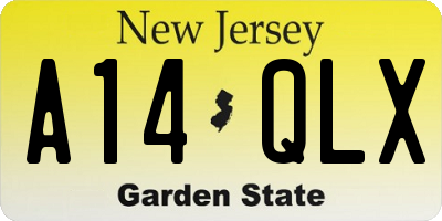 NJ license plate A14QLX