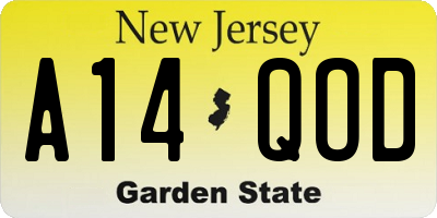 NJ license plate A14QOD