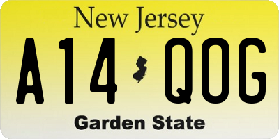 NJ license plate A14QOG