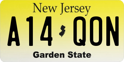 NJ license plate A14QON