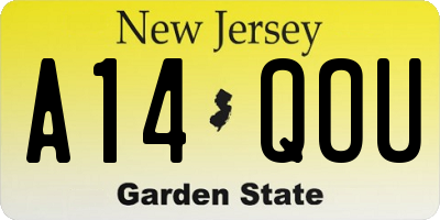 NJ license plate A14QOU