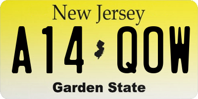 NJ license plate A14QOW