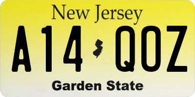 NJ license plate A14QOZ