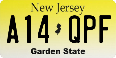 NJ license plate A14QPF