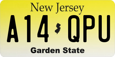 NJ license plate A14QPU
