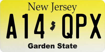 NJ license plate A14QPX