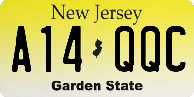 NJ license plate A14QQC