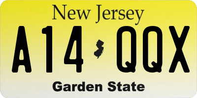 NJ license plate A14QQX