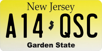 NJ license plate A14QSC
