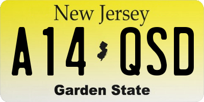 NJ license plate A14QSD