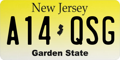 NJ license plate A14QSG