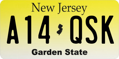 NJ license plate A14QSK
