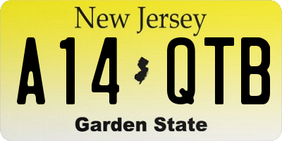 NJ license plate A14QTB