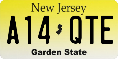 NJ license plate A14QTE