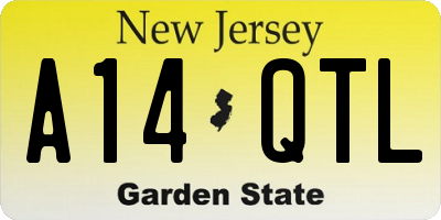 NJ license plate A14QTL