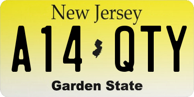 NJ license plate A14QTY