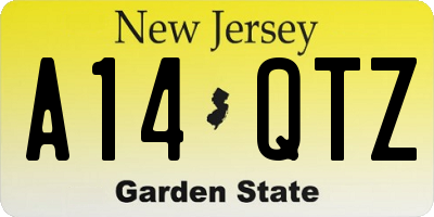 NJ license plate A14QTZ
