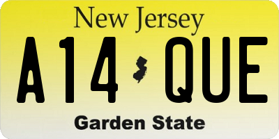 NJ license plate A14QUE