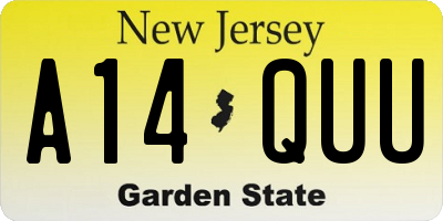NJ license plate A14QUU